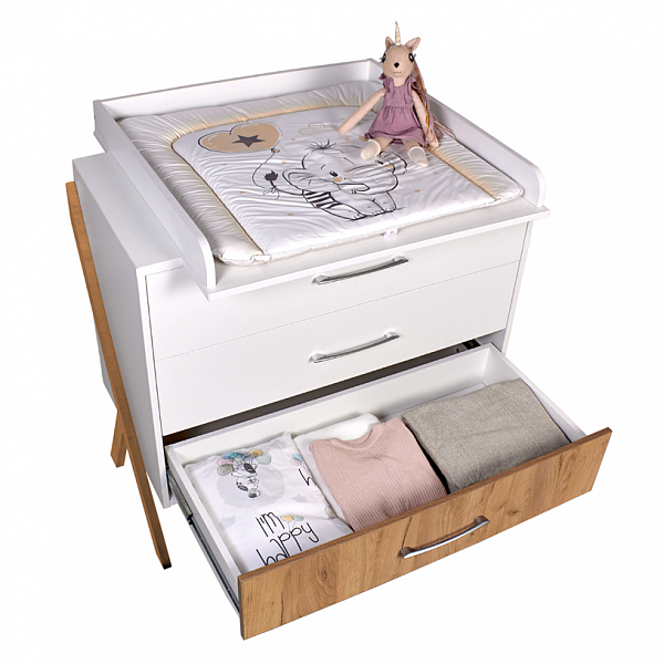 Комод Polini kids Porto 2200, белый-дуб крафт золотой