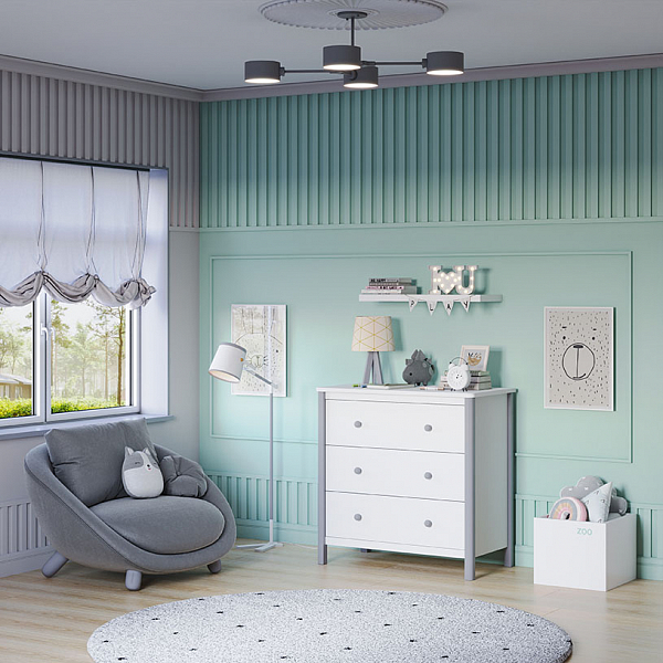 Комод Polini kids Simple 3501, белый-серый
