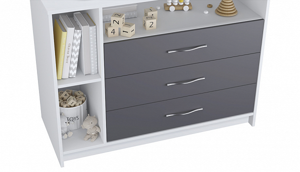 Комод Polini kids Simple 2110, белый-серый