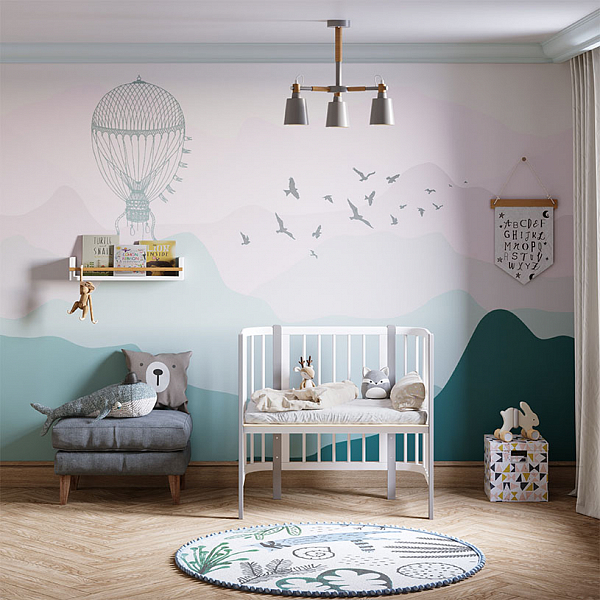 Кроватка-трансформер детская приставная Polini kids Simple 105, белый-серый