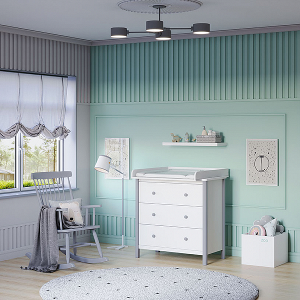 Комод Polini kids Simple 3501, белый-серый