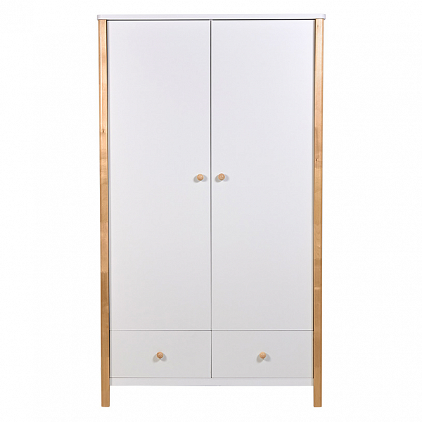 Шкаф двухсекционный Polini kids Simple 3510, с ящиками, белый-натуральный