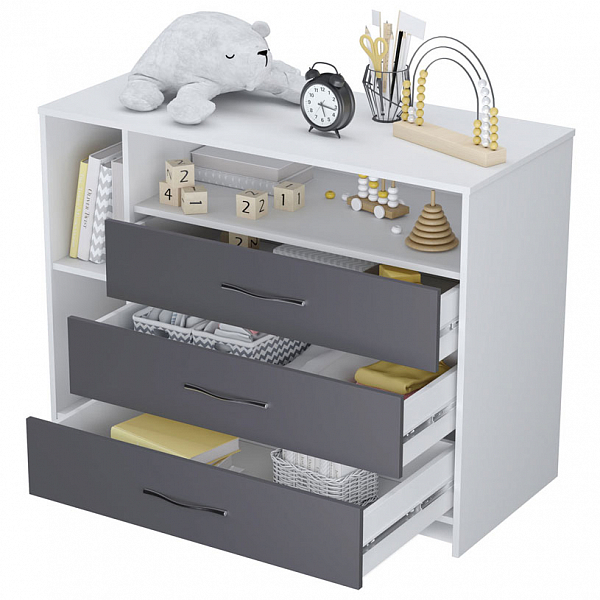 Комод Polini kids Simple 2110, белый-серый