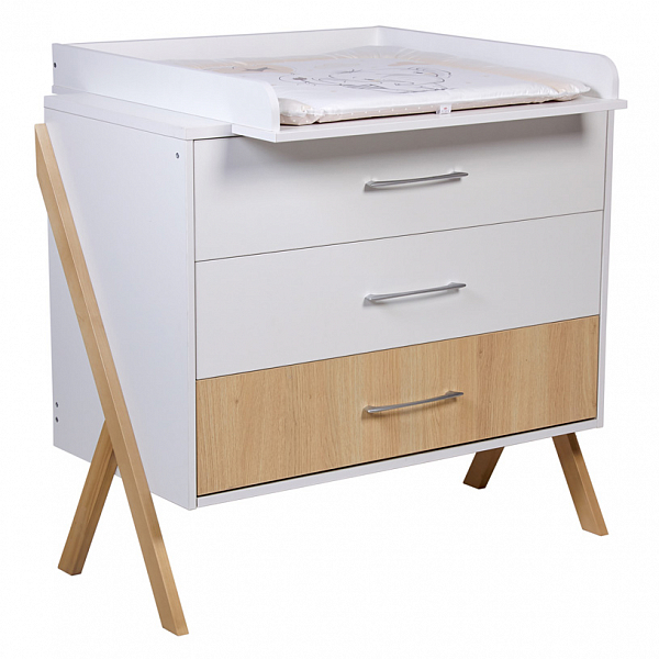Комод Polini kids Porto 2200, на ножках, белый-дуб светлый