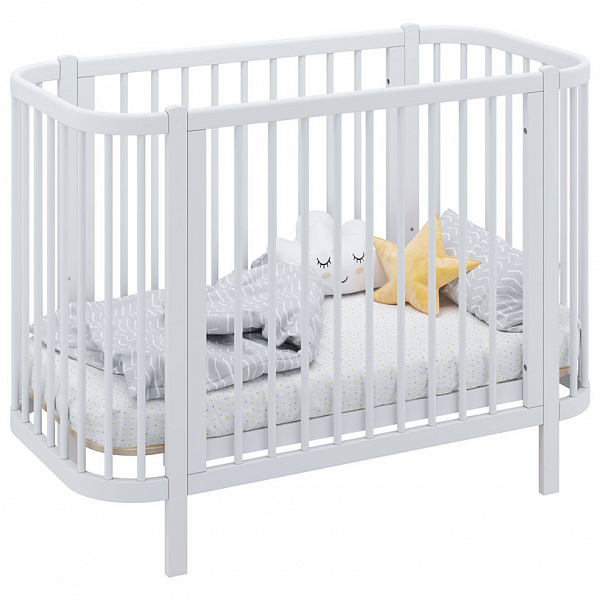Кроватка детская овальная Polini kids Simple 350, белый