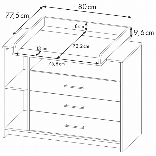Комод Polini kids Simple 2110,  вяз-белый