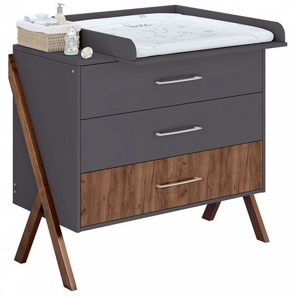 Комод Polini kids Porto 2200, на ножках, графит-дуб крафт