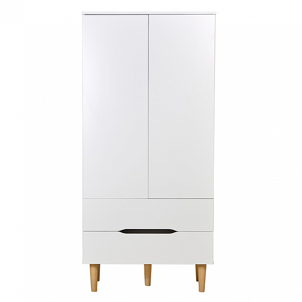 Шкаф двухсекционный Polini kids Simple 3610, с ящиками, белый-натуральный