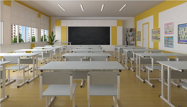 Парта Polini kids City D2 Ученик, 185 см., белый-серый
