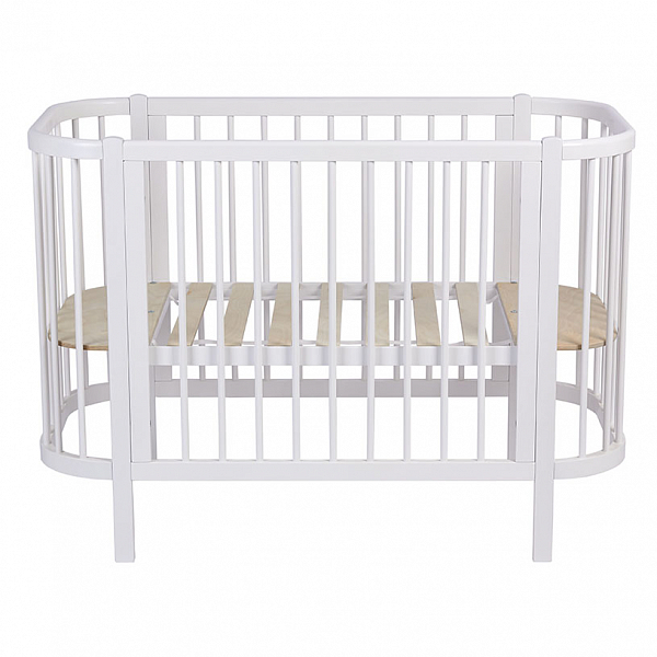 Кроватка детская овальная Polini kids Simple 350, белый