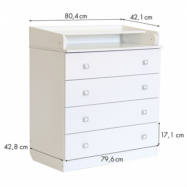 Пеленальный комод Polini Simple 1580, белый