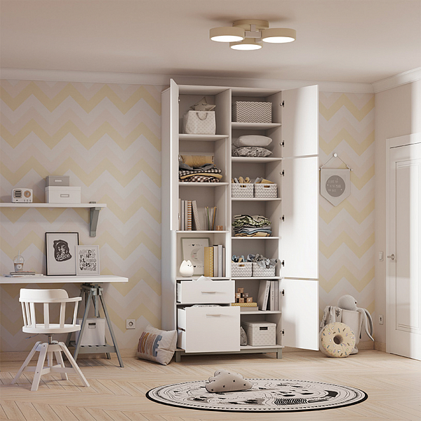 Шкаф двухсекционный Polini kids Mirum 2320, на ножках, белый