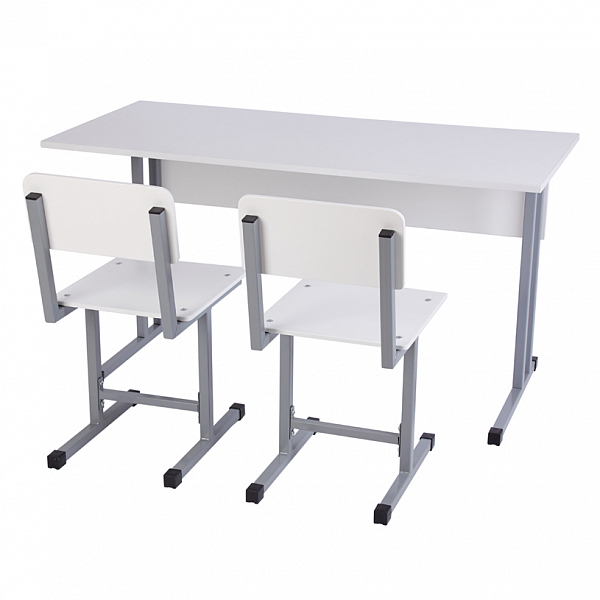 Парта Polini kids City D2 Ученик, 145-160 см., серый-белый