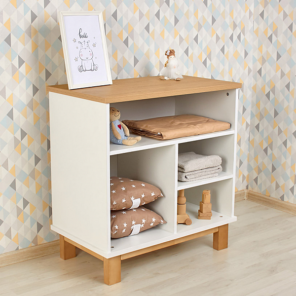 Комод Polini kids Simple 3400, на ножках, белый-натуральный