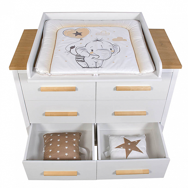 Комод Polini kids Simple 3402, на ножках, белый-натуральный