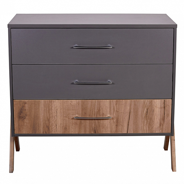 Комод Polini kids Porto 2200, на ножках, графит-дуб крафт