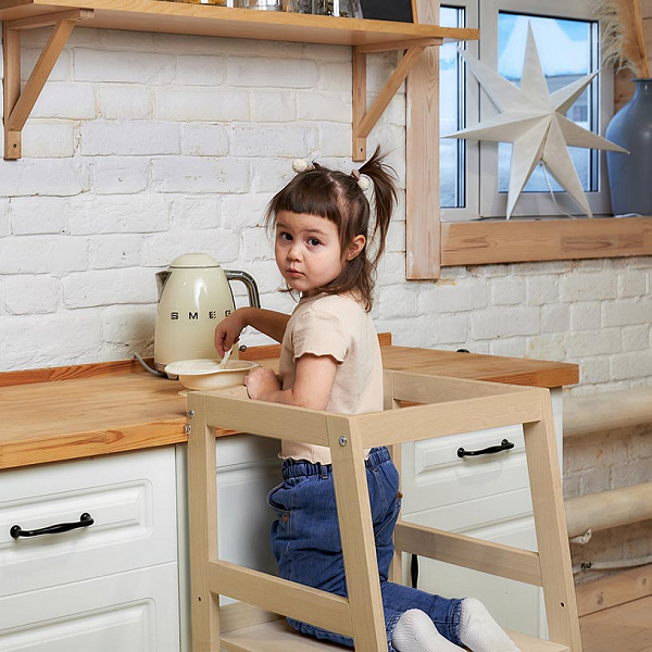 Башня помощника Монтессори Polini kids Sky, натуральный