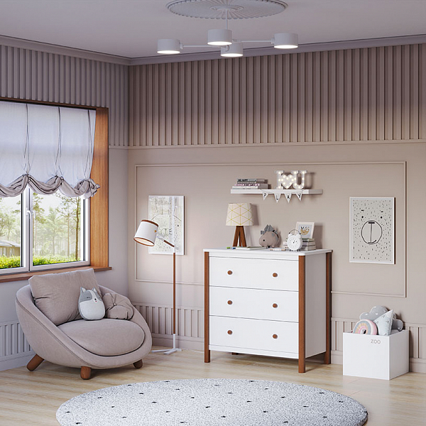 Комод Polini kids Simple 3501, белый-дуб крафт