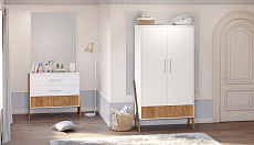 Детская комната Polini kids Porto белый-дуб крафт золотой: комод 2200+шкаф 3100