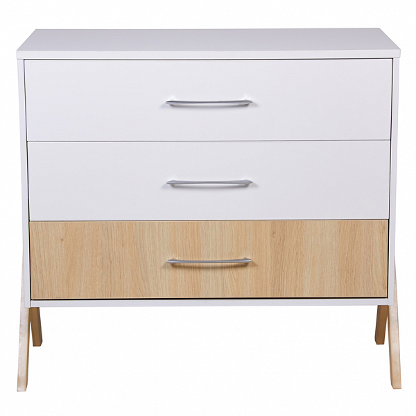 Комод Polini kids Porto 2200, на ножках, белый-дуб светлый