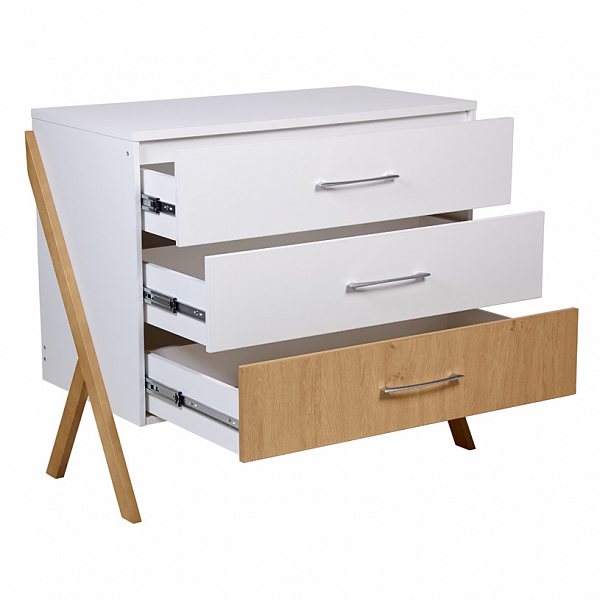 Комод Polini kids Porto 2200, на ножках, белый-дуб каменный