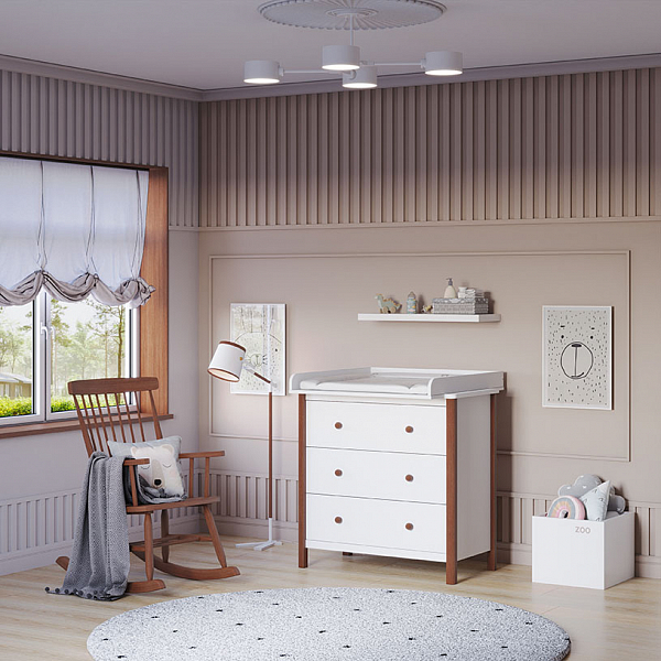 Комод Polini kids Simple 3501, белый-серый