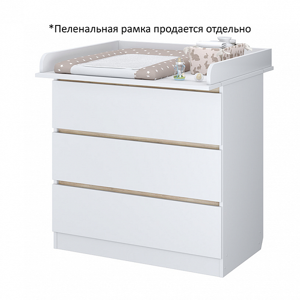 Комод Polini kids Simple 1980,  белый-вяз