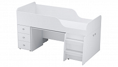 Кровать-чердак детская Polini kids Simple 4500 с рабочей зоной, белый