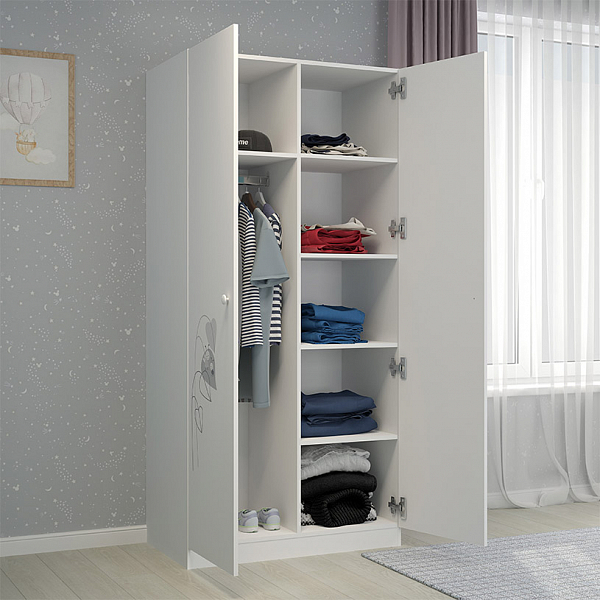 Шкаф двухсекционный  Polini  kids French 1230 Amis, белый
