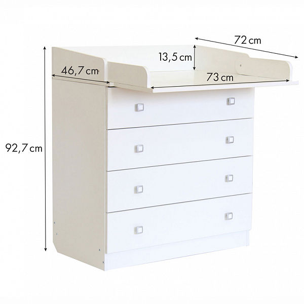 Пеленальный комод Polini Simple 1580, белый