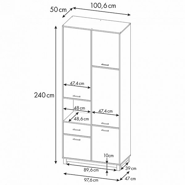 Шкаф двухсекционный Polini kids Mirum 2320, на ножках, белый