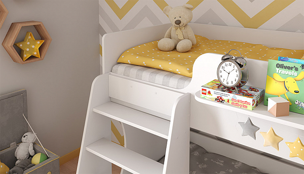 Кровать двухъярусная для детей Polini kids Dream 1500, белый