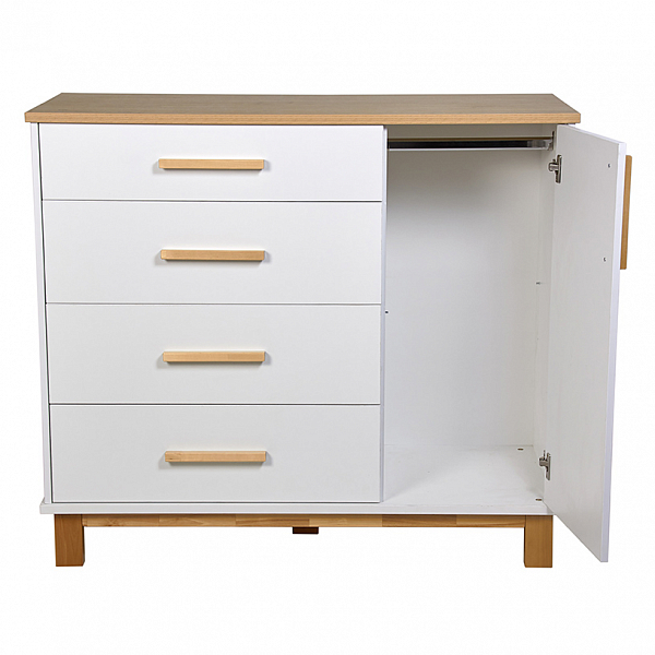 Комод Polini kids Simple 3403, на ножках, белый-натуральный