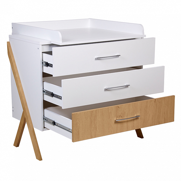Комод Polini kids Porto 2200, на ножках, белый-дуб каменный