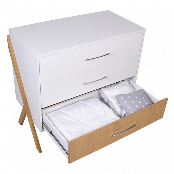 Комод Polini kids Porto 2200, на ножках, белый-дуб каменный