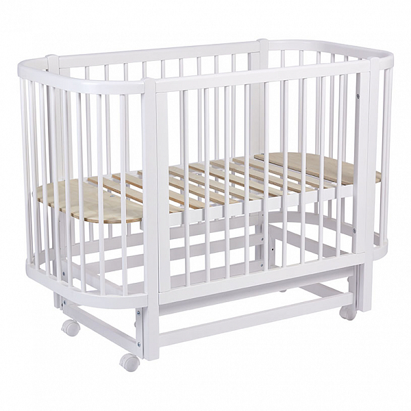 Кроватка детская овальная Polini kids Simple 350, белый
