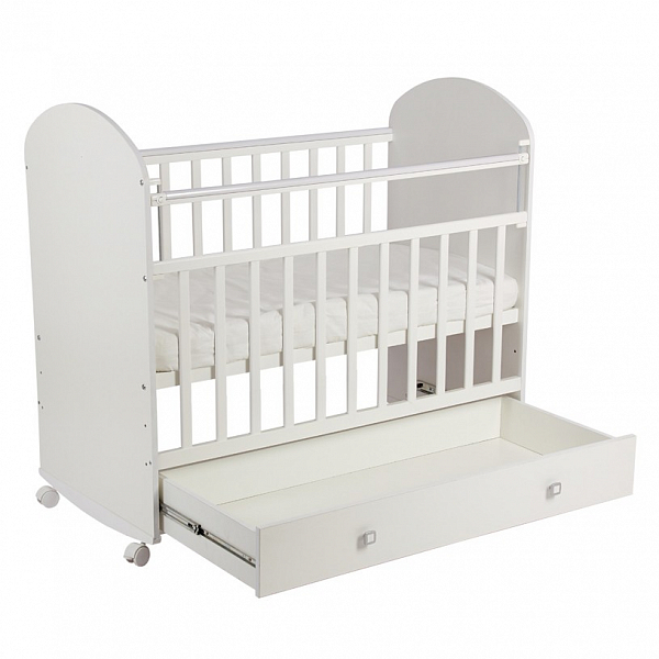 Кроватка детская Фея 711, с ящиком, белый