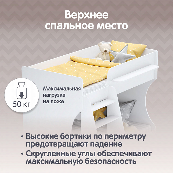 Кровать двухъярусная для детей Polini kids Dream 1500, белый