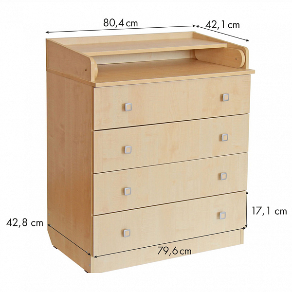 Пеленальный комод Polini Simple 1580, натуральный