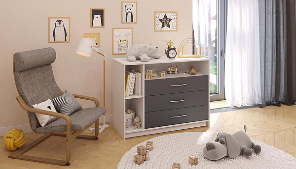 Комод Polini kids Simple 2110, белый-серый