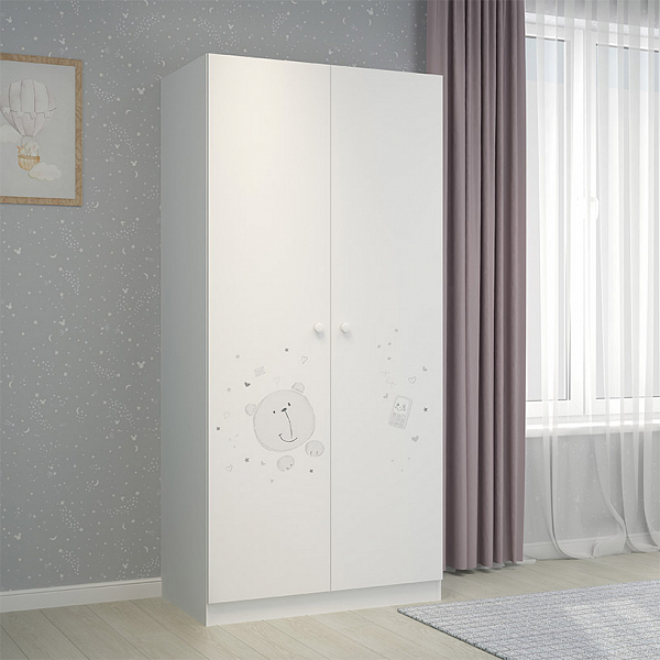 Шкаф двухсекционный  Polini  kids French 1230, Teddy, белый