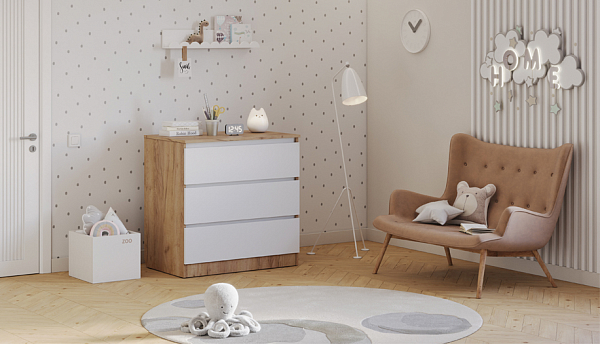 Комод Polini kids Simple 1980, дуб крафт золотой-белый