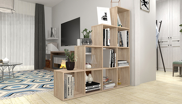 Стеллаж Polini Home Smart Каскадный 10 секций, дуб