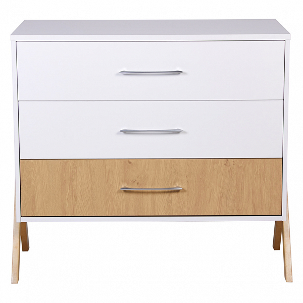 Комод Polini kids Porto 2200, на ножках, белый-дуб каменный