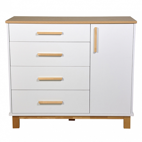 Комод Polini kids Simple 3403, на ножках, белый-натуральный