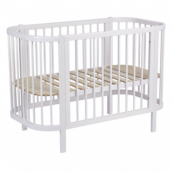 Кроватка детская овальная Polini kids Simple 350, белый