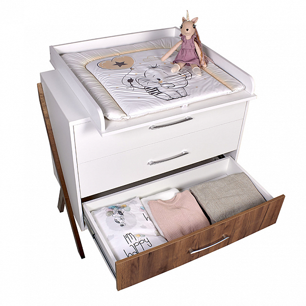Комод Polini kids Porto 2200, на ножках, белый-дуб крафт