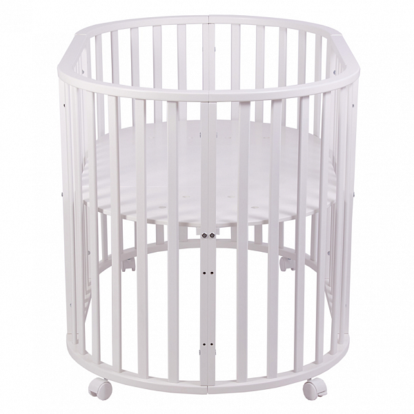 Круглая/овальная кроватка-трансформер Polini Kids Simple 930, белый