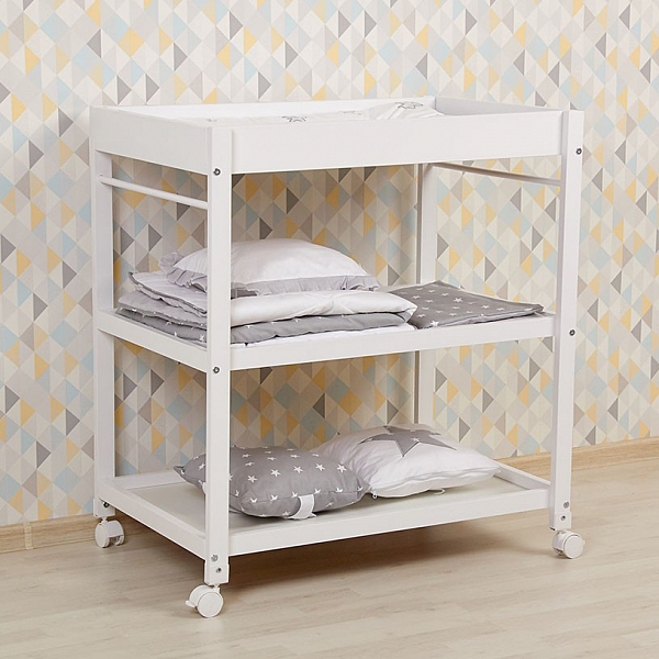 Пеленальный столик Polini kids Simple 1080, с колесами, белый