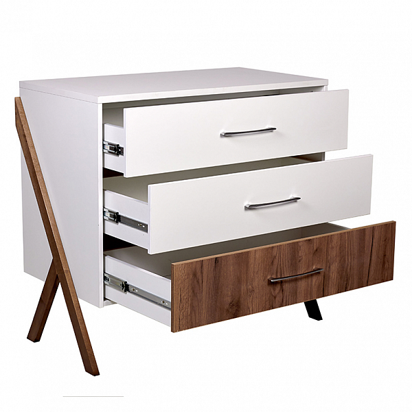 Комод Polini kids Porto 2200, на ножках, белый-дуб крафт
